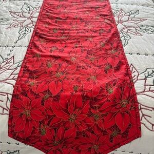 Vintage Christmas quilted poinsettias and stars Reversable runner